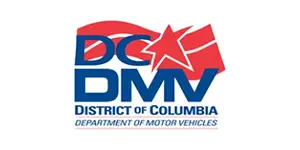 A red star with the words district of columbia department of motor vehicles written underneath it.